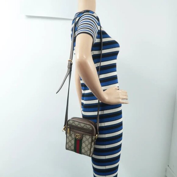 100% Authentic GUCCI  Ophidia Brown Canvas Crossbody Bag 922-12524 - Picture 12 of 12